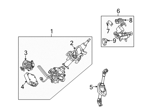 2009 Saturn Vue Steering Column, Steering Wheel & Trim Diagram 1 - Thumbnail