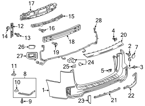 2017 GMC Terrain Bumper Cover, Rear Upper Diagram for 23287381