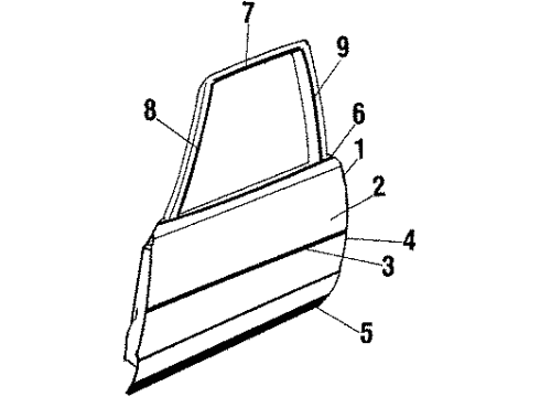 1988 Oldsmobile Cutlass Calais Front Door & Components, Glass & Hardware Diagram 1 - Thumbnail