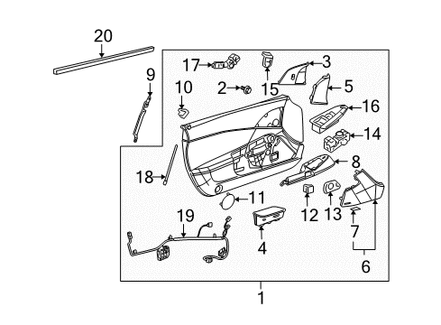 2008 Chevy Corvette Interior Trim - Door Diagram