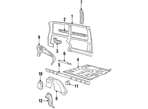 1993 Chevy Lumina APV Inner Wheelhouse, Rear Driver Side Diagram for 12396107