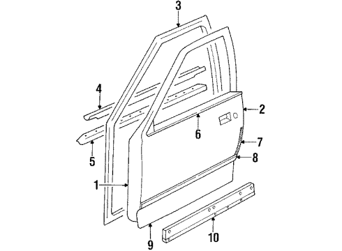 1994 Oldsmobile Cutlass Cruiser Front Door & Components, Exterior Trim Diagram