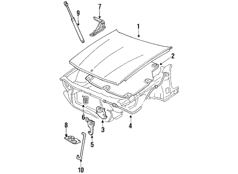 1993 Buick Riviera Hood & Components Diagram