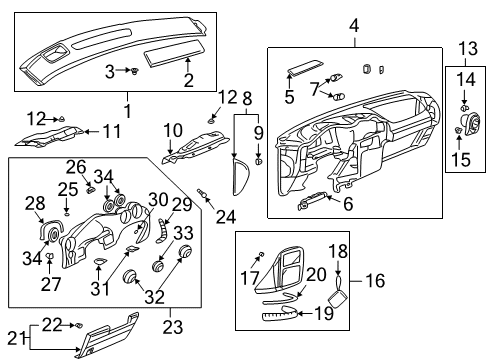2002 Pontiac Aztek Cluster & Switches, Instrument Panel Diagram 1 - Thumbnail