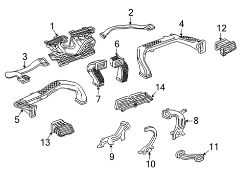 2023 GMC Yukon Outlet Duct, Outer Driver Side Diagram for 84861040