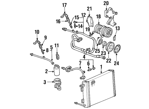 1993 Pontiac Firebird A/C Condenser, Compressor & Lines Diagram