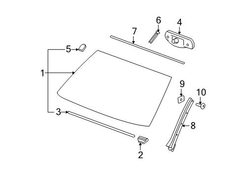 2012 Cadillac Escalade ESV Windshield Glass, Reveal Moldings Diagram