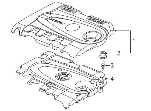2015 Chevy Cruze Engine Cover Stud Diagram for 55560110