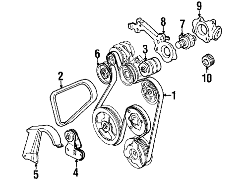 2002 Cadillac Eldorado Water Pump, Belts & Pulleys Diagram