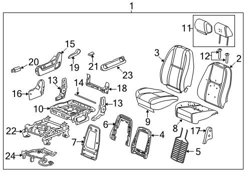 2008 GMC Yukon XL 1500 Front Seat Components Diagram 2 - Thumbnail