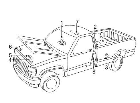 1999 GMC C3500 Information Labels Diagram