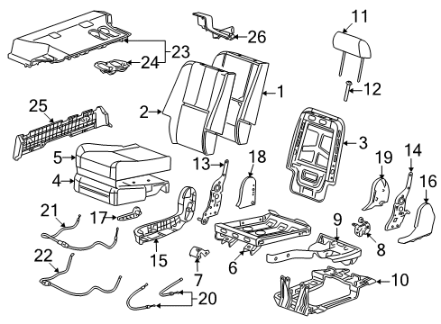 2008 GMC Yukon Rear Seat Components Diagram 3 - Thumbnail