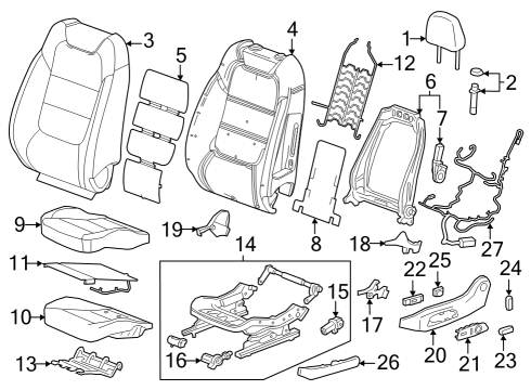 2024 Chevy Trax Driver Seat Components Diagram