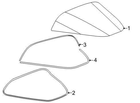 2008 Chevy Corvette Lift Gate - Glass & Hardware Diagram