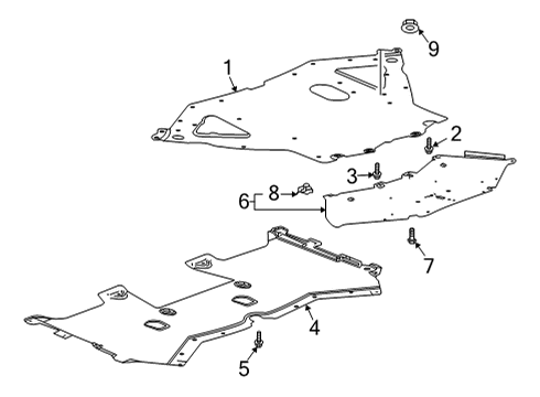 2020 Chevy Corvette Splash Shields Diagram 2 - Thumbnail