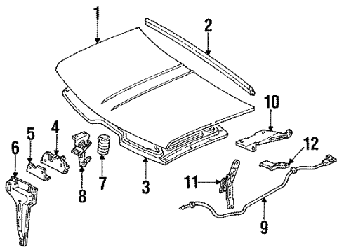 1999 GMC C2500 Suburban Hood & Components Diagram