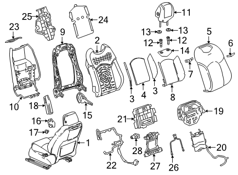 2017 Cadillac CT6 Seat Back Pad, Front Diagram for 84107583