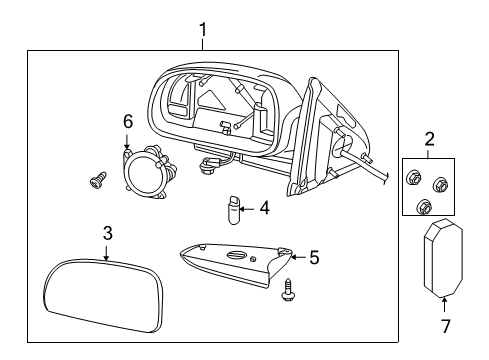 2006 Buick Rainier Mirror Assembly, Rear Driver Side Diagram for 15789756