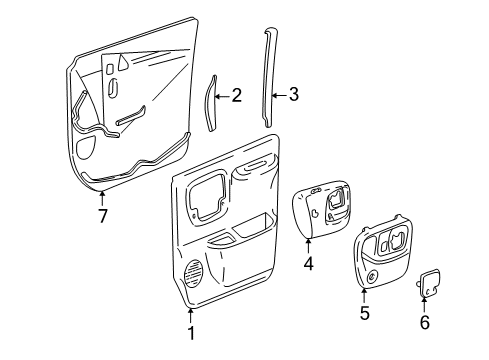 1999 Chevy Express 3500 Interior Trim - Front Door Diagram