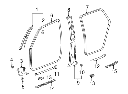 2004 Pontiac Vibe Interior Trim - Pillars, Rocker & Floor Diagram