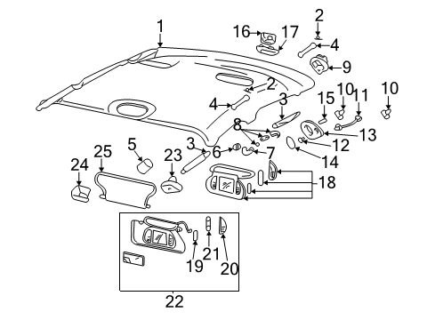 2004 Cadillac DeVille Interior Trim - Roof Diagram