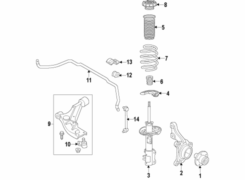 2020 Buick Encore Suspension Components, Lower Control Arm, Stabilizer Bar Diagram