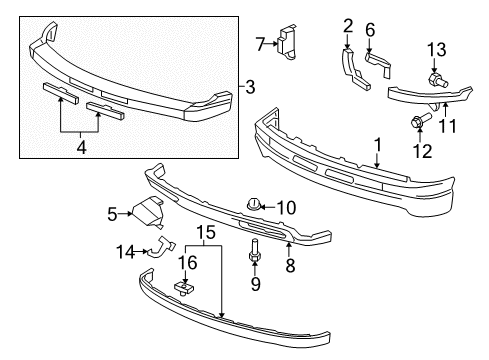 2005 Chevy Tahoe Front Bumper Diagram for 12336026