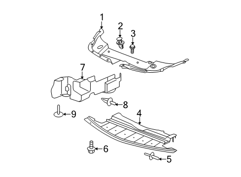 2009 Chevy Malibu Splash Shields Diagram