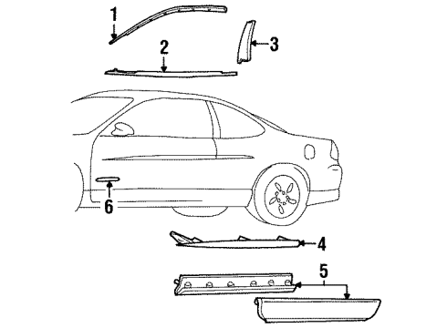 2002 Pontiac Grand Prix Exterior Trim - Door Diagram