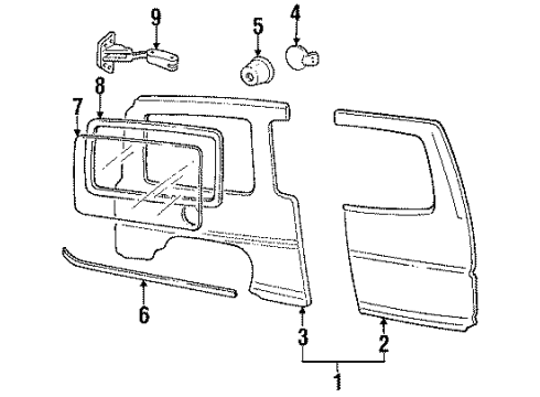 1993 Chevy Lumina APV Side Panel & Components Diagram