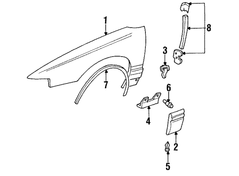 1992 Oldsmobile Custom Cruiser Fender, Exterior Trim Diagram