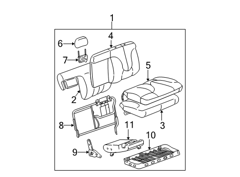 2005 Chevy Silverado 1500 Rear Seat Components Diagram 2 - Thumbnail