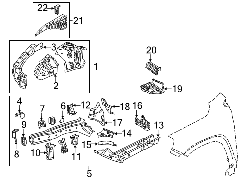 2021 GMC Terrain Upper Rail Assembly Bracket, Front Driver Side Diagram for 23169452