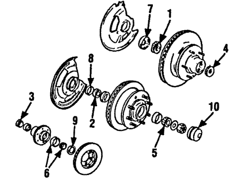 1985 Chevy C20 Suburban Wheel Bearings - Front Diagram