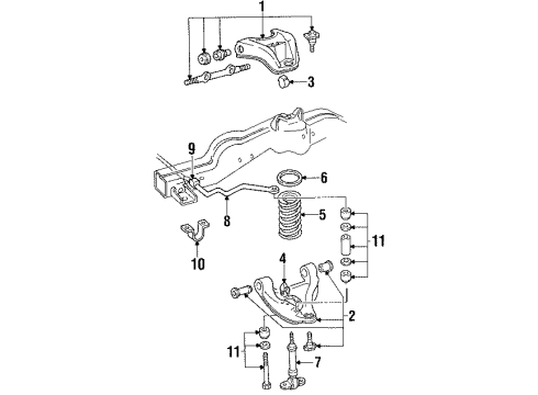 1991 GMC Syclone Front Suspension System, Front Axle Diagram 1 - Thumbnail