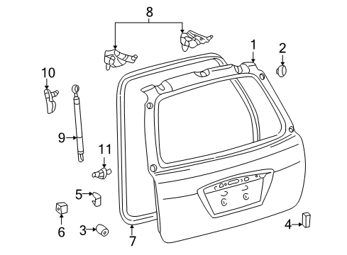 2007 Pontiac Vibe Weatherstrip Diagram for 88973152