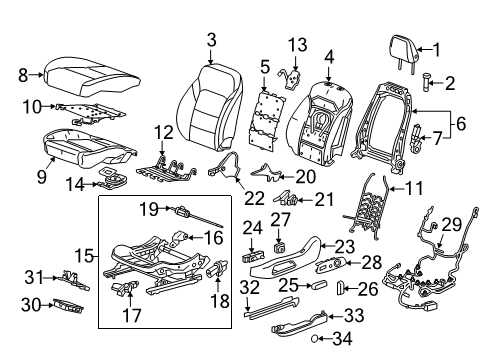 2019 Chevy Traverse Seat Cushion Heater, Rear Diagram for 84369822