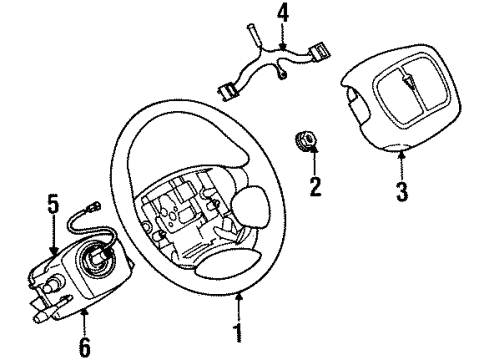 1996 Pontiac Grand Am Steering Column, Steering Wheel Diagram 4 - Thumbnail