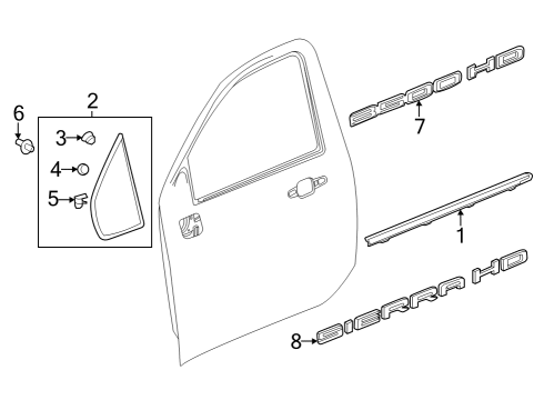 2023 GMC Sierra 3500 HD Exterior Trim - Front Door Diagram 2 - Thumbnail