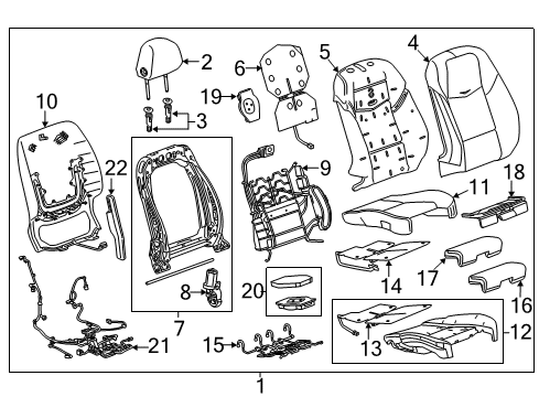 2016 Cadillac CTS Seat Cushion Pad Diagram for 23434154