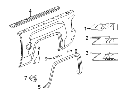 2015 Chevy Silverado 2500 HD Exterior Trim - Pick Up Box Diagram 7 - Thumbnail
