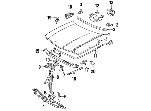 1995 Chevy Impala Hood & Components Diagram