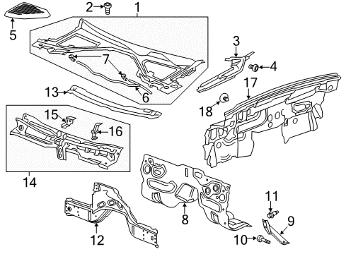 2018 Cadillac CT6 Molding Assembly Retainer, Top Diagram for 13317099