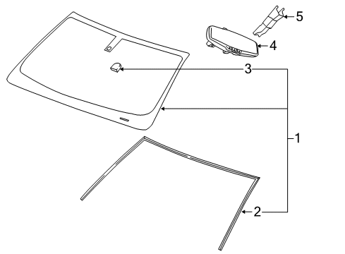 2020 Cadillac Escalade ESV Windshield Glass Diagram
