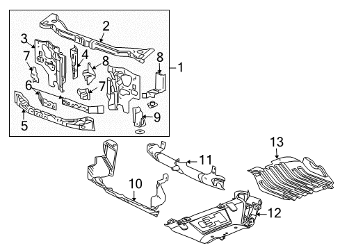 2010 Hummer H3T Radiator Support Diagram