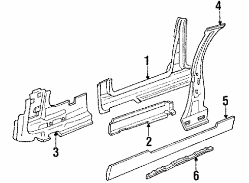 1992 Chevy Cavalier Rocker Panel Reinforcement, Passenger Side Diagram for 12391768