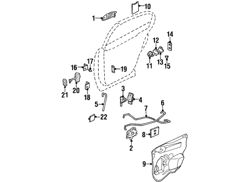 2003 Oldsmobile Aurora Rear Door - Lock & Hardware Diagram