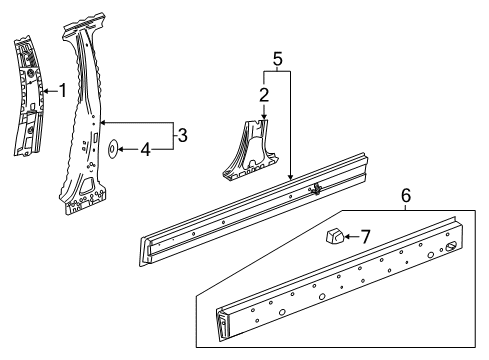 2017 Cadillac CTS Center Pillar & Rocker Diagram