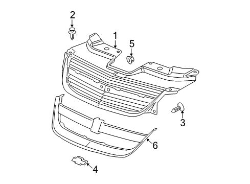 2005 Chevy Cobalt Grille & Components Diagram