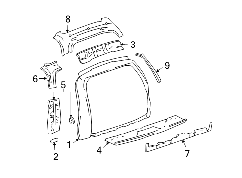 2007 Buick Rainier Rear Body Diagram